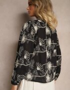 maja studio Cămașă Neagră din Bumbac cu Broderie Florală Decorativă cu Paiete Gonisia