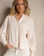 maja studio Cămașă Roz din Bumbac cu Broderie Florală Decorativă cu Paiete Gonisia