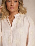 maja studio Cămașă Roz din Bumbac cu Broderie Florală Decorativă cu Paiete Gonisia