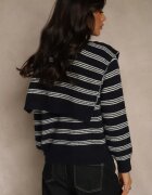maja studio Cardigan Bleumarin cu adaos de lână decorat cu model în dungi și pelerină Fedira
