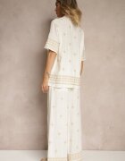 maja studio Compleu din Viscoză Alb-Bej Oversize cu Broderie Cămașă și Pantaloni Iffussa