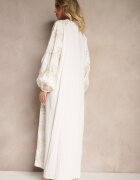 maja studio Rochie Albă din Vâscoză Decorată cu Broderii și Fir Metalic Tervezia