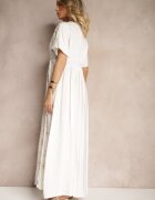maja studio Rochie Albă din Viscoză Decorată cu Broderie și cu Fir Metalic Ivelvesa