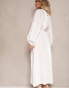 maja studio Rochie Albă din Viscoză Oversize Decorată cu Broderie Venalari