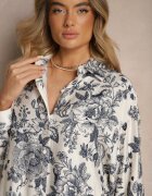 maja studio Rochie Albastră Florală Tip Cămașă din Viscoză Lisvesia