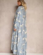 maja studio Rochie Albastru deschis Evazată din Viscoză cu Motiv de Frunze Wilvesia