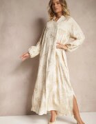 maja studio Rochie bej deschis din Vâscoză Decorată cu Broderii și Fir Metalic Tervezia