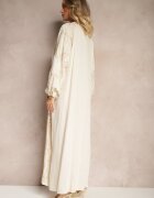 maja studio Rochie bej deschis din Vâscoză Decorată cu Broderii și Fir Metalic Tervezia