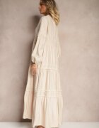 maja studio Rochie bej din viscoză cu croială evazată și dantelă Gonalorin