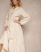 maja studio Rochie bej din viscoză cu croială evazată și dantelă Gonalorin
