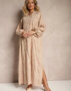 maja studio Rochie Bej din Viscoză Decorată cu Broderii și Fir Metalic Tervezia