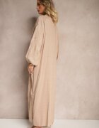 maja studio Rochie Bej din Viscoză Decorată cu Broderii și Fir Metalic Tervezia