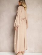 maja studio Rochie bej din viscoză Oversize Decorată cu broderie Venalari