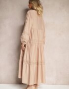 maja studio Rochie bej închis din vâscoză decorată cu dantelă Nelanira