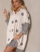 maja studio Rochie Bejă din Viscoză cu Model Abstract Nalalith