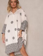 maja studio Rochie Bejă din Viscoză cu Model Abstract Nalalith
