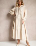 maja studio Rochie Bejă Vâscoză Decorată cu Dantelă Nelanira