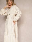 maja studio Rochie Bejă Vâscoză Decorată cu Dantelă Nelanira