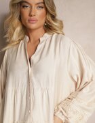 maja studio Rochie Bejă Vâscoză Decorată cu Dantelă Nelanira