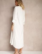 maja studio Rochie Cămașă Albă cu Viscoză și In și Ajustare la Mâneci Florvezia