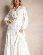 maja studio Rochie Cloș Din Viscoză Albă Decorată Cu Broderie Nalorwen