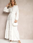 maja studio Rochie Cloș Din Viscoză Albă Decorată Cu Broderie Nalorwen