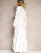 maja studio Rochie Cloș Din Viscoză Albă Decorată Cu Broderie Nalorwen