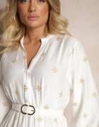 maja studio Rochie Cloș Din Viscoză Albă Decorată Cu Broderie Nalorwen