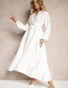 maja studio Rochie din viscoză albă Decorată cu dantelă Nelanira