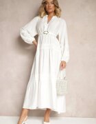 maja studio Rochie din viscoză albă Decorată cu dantelă Nelanira