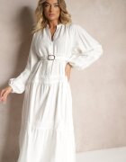 maja studio Rochie din viscoză albă Decorată cu dantelă Nelanira