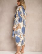 maja studio Rochie din viscoză albastră oversize tip cămașă cu imprimeu abstract Gonnivae