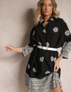 maja studio Rochie neagră din Viscoză cu Model Abstract Nalalith