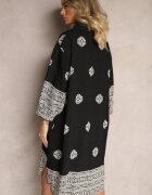 maja studio Rochie neagră din Viscoză cu Model Abstract Nalalith