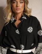 maja studio Rochie neagră din Viscoză cu Model Abstract Nalalith
