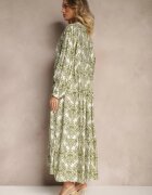 maja studio Rochie verde din viscoză cu model ornamental cu croială evazată Gonalia