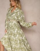maja studio Rochie verde din viscoză cu model ornamental cu croială evazată Gonalia