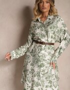 maja studio Rochie Verde Florală Tip cămașă din Viscoză Lisvesia