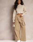 manosque Pantaloni Bej Largi High Waist stil cargo Vomisal