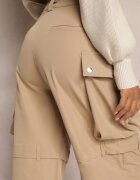 manosque Pantaloni Bej Largi High Waist stil cargo Vomisal