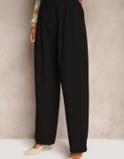 manosque Pantaloni negri de costum cu talie înaltă cu croială largă cu adaos de viscoză Mavaira