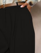manosque Pantaloni negri de costum cu talie înaltă cu croială largă cu adaos de viscoză Mavaira
