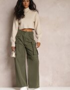 manosque Pantaloni Verzi Ampli High Waist în Stil Cargo Vomisal