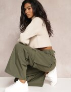 manosque Pantaloni Verzi Ampli High Waist în Stil Cargo Vomisal