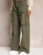 manosque Pantaloni Verzi Ampli High Waist în Stil Cargo Vomisal