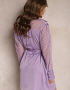 manosque Rochie Mini Violetă de tip cămașă cu centură din material și plasă Idanes