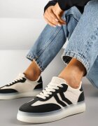 marquiiz Adidași Teniși Negru-Bej Decorați cu benzi Falovinia