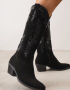 marquiiz Ciocate pe toc conic cu cusături decorative în stil western Nulia Negre