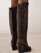 marquiiz Cizme Cowboy Maro cu Toc Conic cu Aplicație cu Zirconii Zevrine