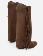 marquiiz Cizme Cowboy Maro cu toc conic cu carâmb imitând cracul pantalonului cu franjuri Monettea